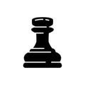 Black chess Rook piece icon isolated on white background. Board game. Black silhouette. Royalty Free Stock Photo