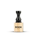 Black Chess Rook, on a wooden block. Isolated on a white background. The game. Training. Education