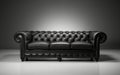 Black Chesterfield sofa against a white background -Generative Ai