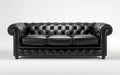 Black Chesterfield sofa against white background -Generative Ai
