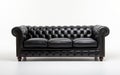 A black Chesterfield sofa on a white background -Generative Ai