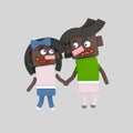 Black children couple holding hands