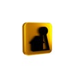 Black Chip for board game icon isolated on transparent background. Yellow square button.