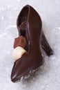 Black chocolate shoe with candy vertical