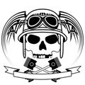 Black Chopper biker skull emblem crest tattoo illustration
