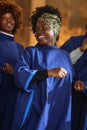 Black Christian Female Gospel Singer Singing, Happy to be Spreading the Love of Lord Jesus Christ Royalty Free Stock Photo