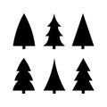 Black christmas tree icon silhouette set vector Royalty Free Stock Photo