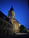 Black Church in Brasov in the night blue hour. Gothic church. Beautiful architecture.