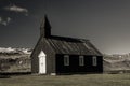 The Black Church of Budir, Iceland B&W Royalty Free Stock Photo