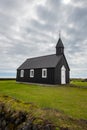 Black church of Budir at Snaefellsnes peninsula in Iceland. Royalty Free Stock Photo