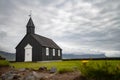 Black church of Budir at Snaefellsnes peninsula in Iceland. Royalty Free Stock Photo