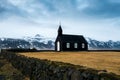 Black church of Budir at Snaefellsnes peninsula region in western Iceland Royalty Free Stock Photo