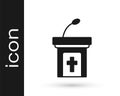 Black Church sermon tribune icon isolated on white background. The podium of the preacher in the church. Vector Royalty Free Stock Photo