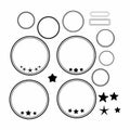 Black Circle Badge Frame Set with Stars, Outline Label Template Royalty Free Stock Photo