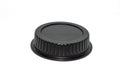 Black circle camera len cap on white background Royalty Free Stock Photo