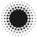 Black circle with halftone gradient. Round dot pattern