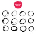 Black circle hand drawn set. Vector isolated round doodle design. Freehand drawing.