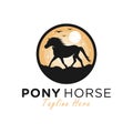 black circle logo of a running pony Royalty Free Stock Photo
