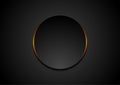 Black circle with orange glowing light abstract background