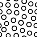 Black circle seamless pattern with hand drawn outline rings. Vector chaotic monochrome texture with round contour shapes Royalty Free Stock Photo