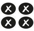 Black circles with small cross. Vector.