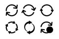 Black circular arrows icons set on white background for recycling rotation and direction concepts Royalty Free Stock Photo