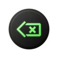 Black Circular Button with Neon Green Back Arrow and Cross Icon glowing Royalty Free Stock Photo