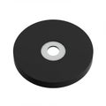 A black, circular disc with a central hole, resembling a blank compact disc (CD) Royalty Free Stock Photo