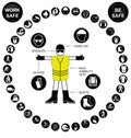 Black circular Health and Safety Icon collection Royalty Free Stock Photo