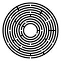 Black circular maze, radial labyrinth