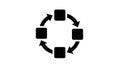 Black Circular Process Flow Icon with Arrows on White Background cycle loop Royalty Free Stock Photo