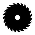 Black circular saw. Vector sign or icon. Symbol of saw mill Royalty Free Stock Photo