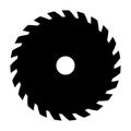 Black circular saw. Vector sign or icon. Symbol of saw mill Royalty Free Stock Photo