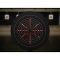 A black circular target board featuring concentric white rings and red Royalty Free Stock Photo