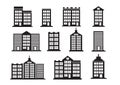 Black cities silhouette icon set Royalty Free Stock Photo