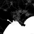 Black city map of Cagliari Italy.