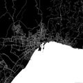 Black city map of Malaga Spain.