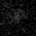 Black city map of Norwich United Kingdom.