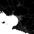 Black city map of Taranto Italy.