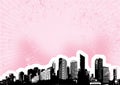 Black city with pink. Vector