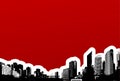 Black city on red background.