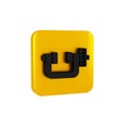 Black Clamp and screw tool icon isolated on transparent background. Locksmith tool. Yellow square button.