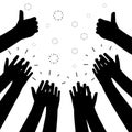 Black clapping hands vector silhouettes isolated on white background