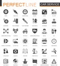 Black classic Car service icon set. Repair, car details icons. Royalty Free Stock Photo