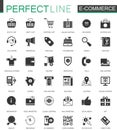 Black classic E-commerce shopping icons set.