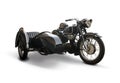 Black classic motorcycle with sidecar