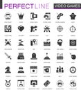 Black classic video games icons set Royalty Free Stock Photo