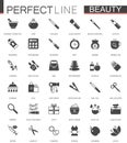 Black classic web icons set. Beauty and cosmetics. Body skin care.