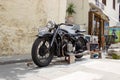 Black classics motorcycle. Hand drawn vintage motorbike Royalty Free Stock Photo