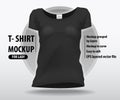 Black clean women t-shirt. Editable layout in high resolution layers